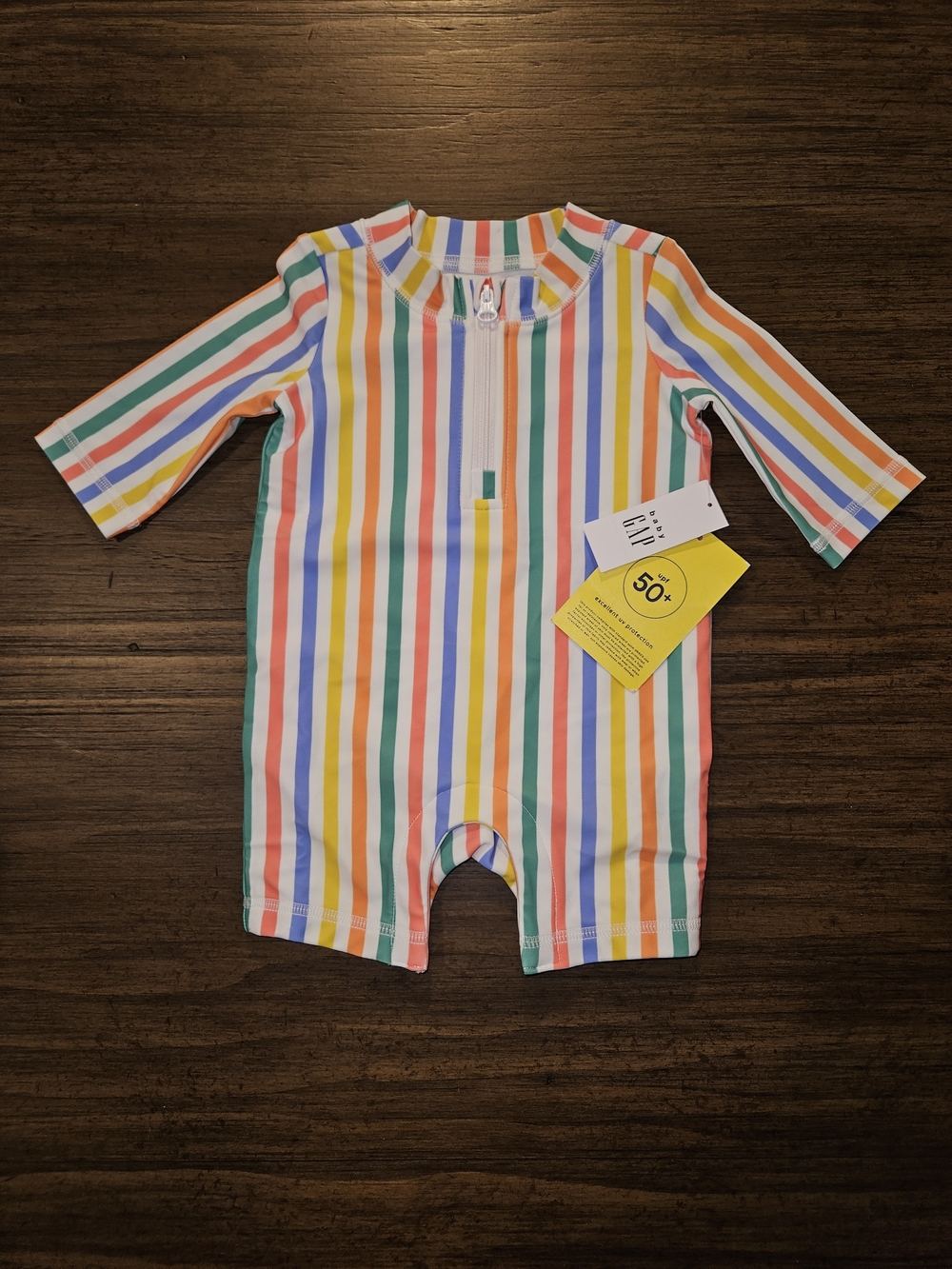 GAP Multicolor Striped Sunsuit Romper - Yellow, Green, Blue, Orange, Pink, White